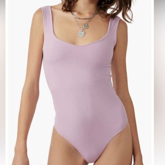 Free People Dusty Mauve Clean Lines Bodysuit Size M/L - Picture 1 of 5